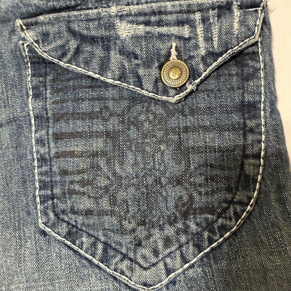 Brooklyn Express Men's Blue Jeans 36 X 34 Distressed Vtg Y2K - Picture 11 of 13